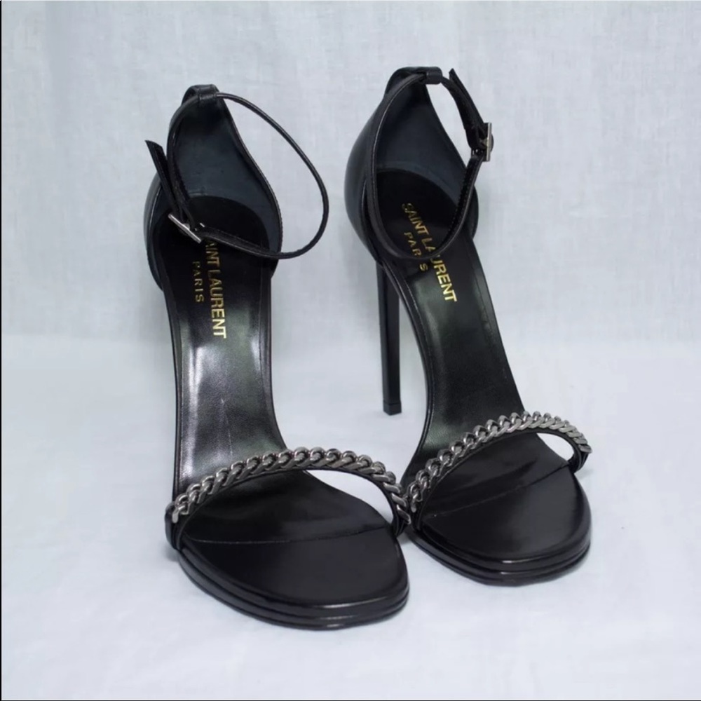 YSL Saint Laurent black Jane chain sandals